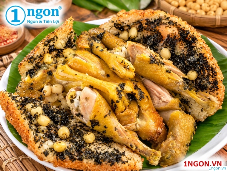 Gà ta bó xôi rong biển nước cốt dừa ôm hạt sen